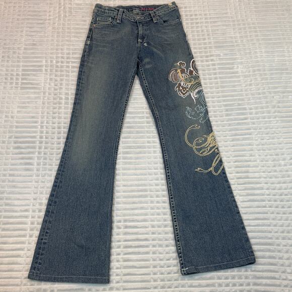 Womens Allen Schwartz Allen B Embroidered Flare Jeans Size 28 - Picture 1 of 11